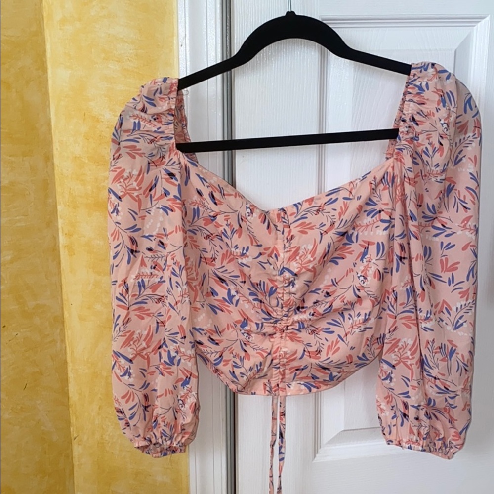 Drawstring ruched crop top- never worn